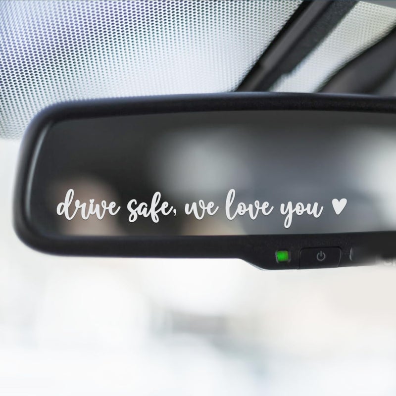 Hangwoous 3X Drive Safe We Love You Rearview Mirror Decal, Car Mirrors Sticker, Car Stickers For Women, I Love You Drive Safe Mirror Sticker - Image 1